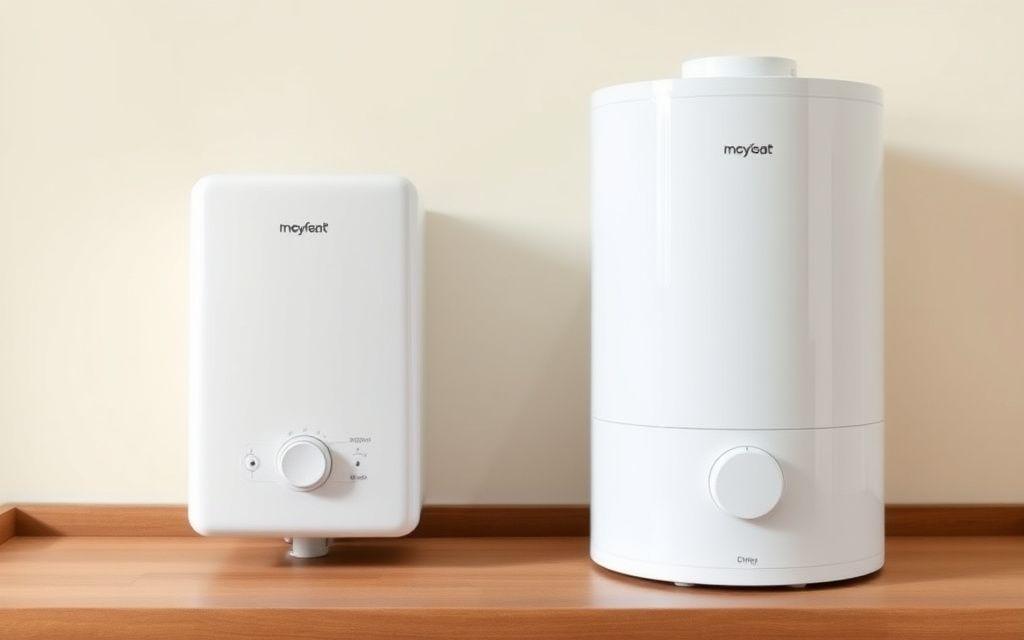 Side-by-side comparison of an instant and storage water heater