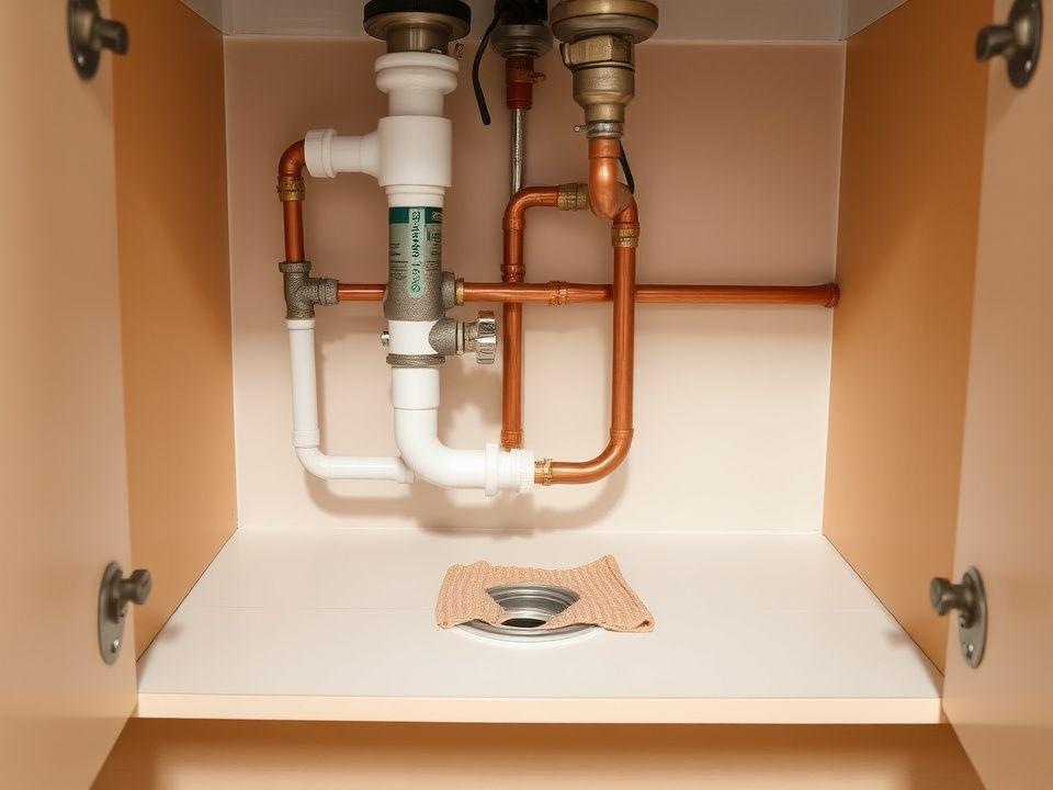 Tidy under-sink plumbing with shut-off valves